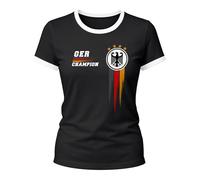 MoonWorks® Damen WM-Shirt Deutschland Fußball Fanshirt Germany Champion Weltmeisterschaft 2026 Schwarz-Weiss XXL