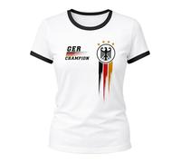 MoonWorks® Damen WM-Shirt Deutschland Fußball Fanshirt Germany Champion Weltmeisterschaft 2026 Weiss-schwarz XXL