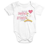 MoonWorks Einhorn Baby-Body die schönsten Einhörner Werden im September geboren Onesie Geschenk Geburt Bio-Baumwolle weiß 3-6 Monate