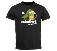 MoonWorks® Herren T-Shirt Alkohol Bier Shirt Es Eskaliert Eh Wieder T-Rex Dino Motiv Printshirt Spruch Lustig Schwarz XL