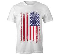 MoonWorks Herren T-Shirt - Amerika Flagge USA Flag United States of America - Comfort Fit Weiss XXL