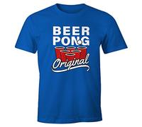 MoonWorks Herren T-Shirt Beer Pong Original Bier Fun-Shirt Blau 3XL