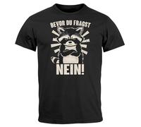 MoonWorks® Herren T-Shirt Bevor Du Fragst Nein Waschbär Anti Motivation Statement Fun-Shirt Spruch Tiermotive Lustig Schwarz XXL