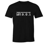 MoonWorks® Herren T-Shirt Computer There is no Place Like 127.0.0.1 Home Motiv Geek Nerd Print Aufdruck Spruch lustig Fun-Shirt