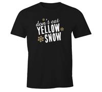 MoonWorks® Herren T-Shirt Don't eat Yellow Snow Spruch Skifahrer Snowboardfahrer Wintersportler lustig Après Ski Slim Fit Schwarz XXL