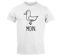 MoonWorks® Herren T-Shirt Frontprint Moin Möwe Geschenk für Nordlichter Fun-Shirt Spruch lustig Hamburg Weiss 4XL