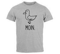 MoonWorks® Herren T-Shirt Frontprint Moin Möwe Geschenk für Nordlichter Fun-Shirt Spruch lustig Hamburg grau-meliert M