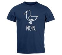 MoonWorks® Herren T-Shirt Frontprint Moin Möwe Geschenk für Nordlichter Fun-Shirt Spruch lustig Hamburg Navy XXL