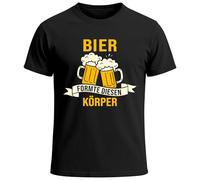 MoonWorks® Herren T-Shirt für das Oktoberfest Bier formte diesen Körper Fun-Shirt Trachtenshirt Bierfest Outfit Statement Spruch Saufen lustig Schwarz XL