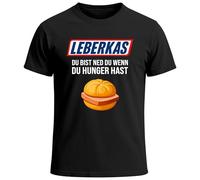 MoonWorks® Herren T-Shirt für das Oktoberfest Du bist ned du wenn du Hunger hast Leberkas Fun-Shirt Trachtenshirt Bierfest Outfit Statement Spruch Saufen lustig Schwarz L