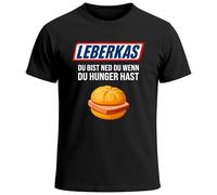 MoonWorks® Herren T-Shirt für das Oktoberfest Du bist ned du wenn du Hunger hast Leberkas Fun-Shirt Trachtenshirt Bierfest Outfit Statement Spruch Saufen lustig Schwarz S