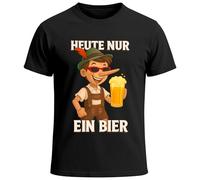 MoonWorks® Herren T-Shirt für das Oktoberfest Heute nur EIN Bier Pinocchio Fun-Shirt Trachtenshirt Bierfest Outfit Statement Spruch Saufen lustig Schwarz 4XL