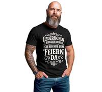 MoonWorks® Herren T-Shirt für das Oktoberfest - Lederhosen brauch ich ned, ich Bin nur zum Feiern da - Fun-Shirt Trachtenshirt Bierfest Outfit Statement Spruch Saufen lustig Schwarz XL