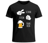 MoonWorks® Herren T-Shirt für das Oktoberfest Schere Stein Paar Bier Fun-Shirt Trachtenshirt Bierfest Outfit Statement Spruch Saufen lustig Schwarz 3XL