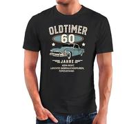 MoonWorks® Herren T-Shirt Geburtstag Oldtimer Auto Vintage Style Retro Look Geschenk für Männer Schwarz L