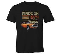 MoonWorks® Herren T-Shirt Geburtstag Retro Vintage Oldtimer siebziger 70er Auto Fun-Shirt Schwarz M