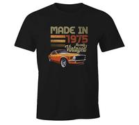 MoonWorks® Herren T-Shirt Geburtstag Retro Vintage Oldtimer siebziger 70er Auto Fun-Shirt Schwarz XL