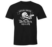 MoonWorks® Herren T-Shirt Grillen Chillen Bierchen Killen Pirat Skull Bier Spruch lustig Fun-Shirt schwarz XL