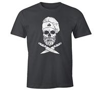MoonWorks® Herren T-Shirt Grillen Koch Totenkopf Messer Hipster Skull Chef Grill-Shirt dunkelgrau 3XL