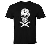 MoonWorks® Herren T-Shirt Grillen Koch Totenkopf Messer Hipster Skull Chef Grill-Shirt schwarz S