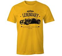 MoonWorks Herren T-Shirt, Hot Rod Retro Auto Car Oldschool Rockabilly, Fun-Shirt Gelb XL