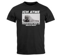 MoonWorks® Herren T-Shirt Ich atme Produktiver Wird es Heute Nicht Eisbär Fun-Shirt Spruch Tiermotiv Fotoprint Lustig Schwarz XL