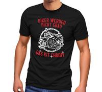 MoonWorks® Herren T-Shirt mit Print Geschenke für Männer Biker Werden nich grau Das ist Chrom Fun-Shirt Spruch lustig Schwarz XXL
