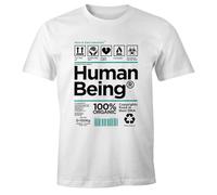 MoonWorks® Herren T-Shirt Motiv Human Being Bedienungsanleitung Parodie Fun-Shirt Spruch lustig Weiss M