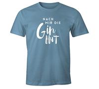 MoonWorks Herren T-Shirt Nach Mir die Ginflut Gin Gin-Spruch Fun-Shirt Party-Shirt Stone-Blue L