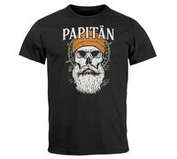 MoonWorks® Herren T-Shirt Papitän Seemann Skull Print Aufdruck Vatertag Geschenkidee Männer Spruch lustig Schwarz 3XL