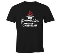 MoonWorks® Herren T-Shirt personalisierbar Grillmeister [Name] Fun-Shirt Schwarz 3XL