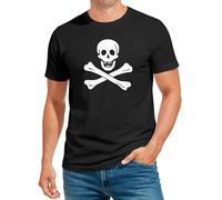 MoonWorks® Herren T-Shirt Pirat Skull Jolly Roger Edward England Fasching Fun-Shirt schwarz XXL