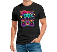 MoonWorks® Herren T-Shirt Vibes of The 90s Party Fasching Karneval Kostüm-Ersatz Verkleidung Last Minute Männer Funshirt Schwarz XL