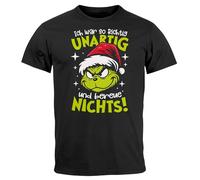MoonWorks® Herren T-Shirt Weihnachten Grinch Spruch lustig Ich war unartig Xmas Outfit Männer Schwarz 4XL