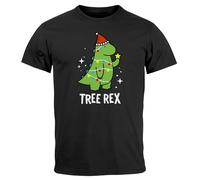 MoonWorks® Herren T-Shirt Weihnachten Lusitg Tree Rex Dino Xmas Weihnachtsoutfit Männer Partyshirt Schwarz XL