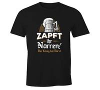 MoonWorks Herren T-Shirt Zapft Ihr Narren der König hat Durst Bier Fun-Shirt Schwarz L