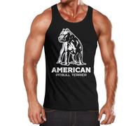 MoonWorks Herren Tank-Top mit American Pitbull Terrier Motiv Hunderasse Schwarz L