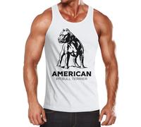 MoonWorks Herren Tank-Top mit American Pitbull Terrier Motiv Hunderasse Weiss L
