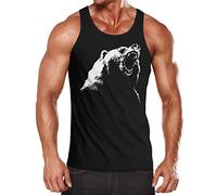 MoonWorks Herren Tanktop Grizzly Bär Schwarz L