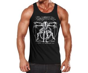 MoonWorks® Herren Tanktop Print Aufdruck Alien Xenomorph Parodie Da Vinci Achselshirt Schwarz L