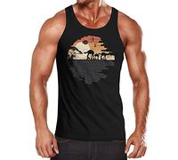 MoonWorks® Herren Tanktop Print Aufdruck Bedruckt Science Fiction Blockbuster Parodie Weltraum Imperium Achselshirt schwarz L