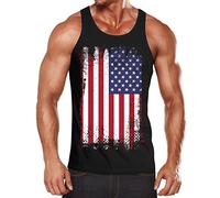 MoonWorks Herren Tanktop Tank Top - Amerika Flagge USA Flag United States of America Vintage - Body Fit Schwarz XL