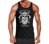 MoonWorks® Herren Tanktop Totenkopf Spruch Der TUT nix der Will nur plündern Print Aufdruck Bedruckt Muscle Shirt Schwarz XL