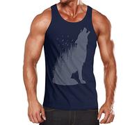 MoonWorks Herren Tanktop Wolf Natur Wild Life Navy XXL