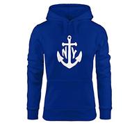 MoonWorks Hoodie Damen Anker New York Sweatshirt Kapuze Kapuzenpullover Blau XL