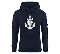 MoonWorks Hoodie Damen Anker New York Sweatshirt Kapuze Kapuzenpullover Navy S