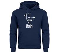 MoonWorks® Hoodie Herren Frontprint Moin Möwe Geschenk für Nordlichter Kapuzenpulli Lustig Hamburg Navy XL