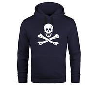 MoonWorks® Hoodie Herren Pirat Skull Jolly Roger Edward England Fasching Kapuzen-Pullover schwarz XXL