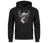 MoonWorks® Hoodie Herren Weihnachten Kapuzen-Pullover Rentier Hirsch Weihnachtspullover Männer schwarz 5XL