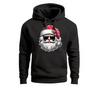 MoonWorks® Hoodie Herren Weihnachten Motiv Santa Claus Cool Ugly Xmas Sweater Kapuzenpulli Geschenk Männer Schwarz L